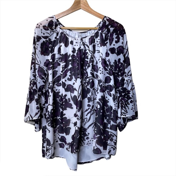 Cato Tops - Cato Purple White Floral Long Sleeve Top